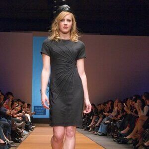 NWT 2000s Deadstock Suzabelle Black Retro Pintuck Pleated Pencil Dress